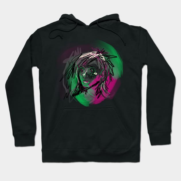 Pink and green face Hoodie by nloooo